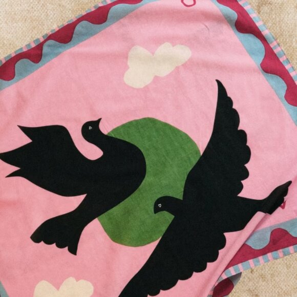 Sézane x Pangea NWT Augustin Scarf in Lovebirds Print - Picture 1 of 5
